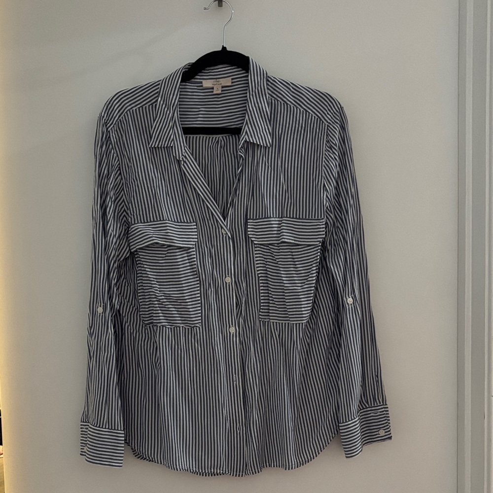 Como Vintage Navy and White Striped Blouse